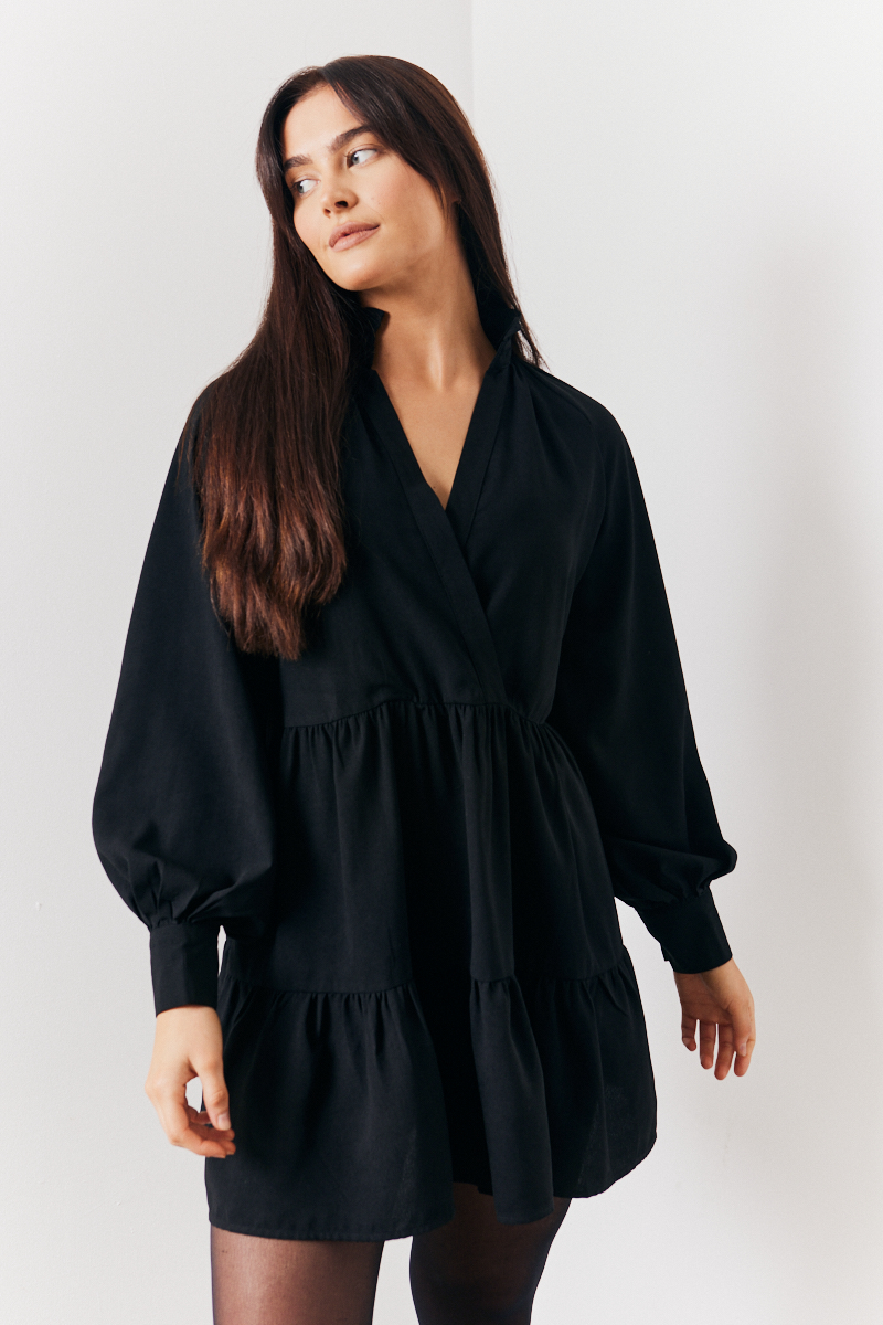 Wrap Front Smock Dress