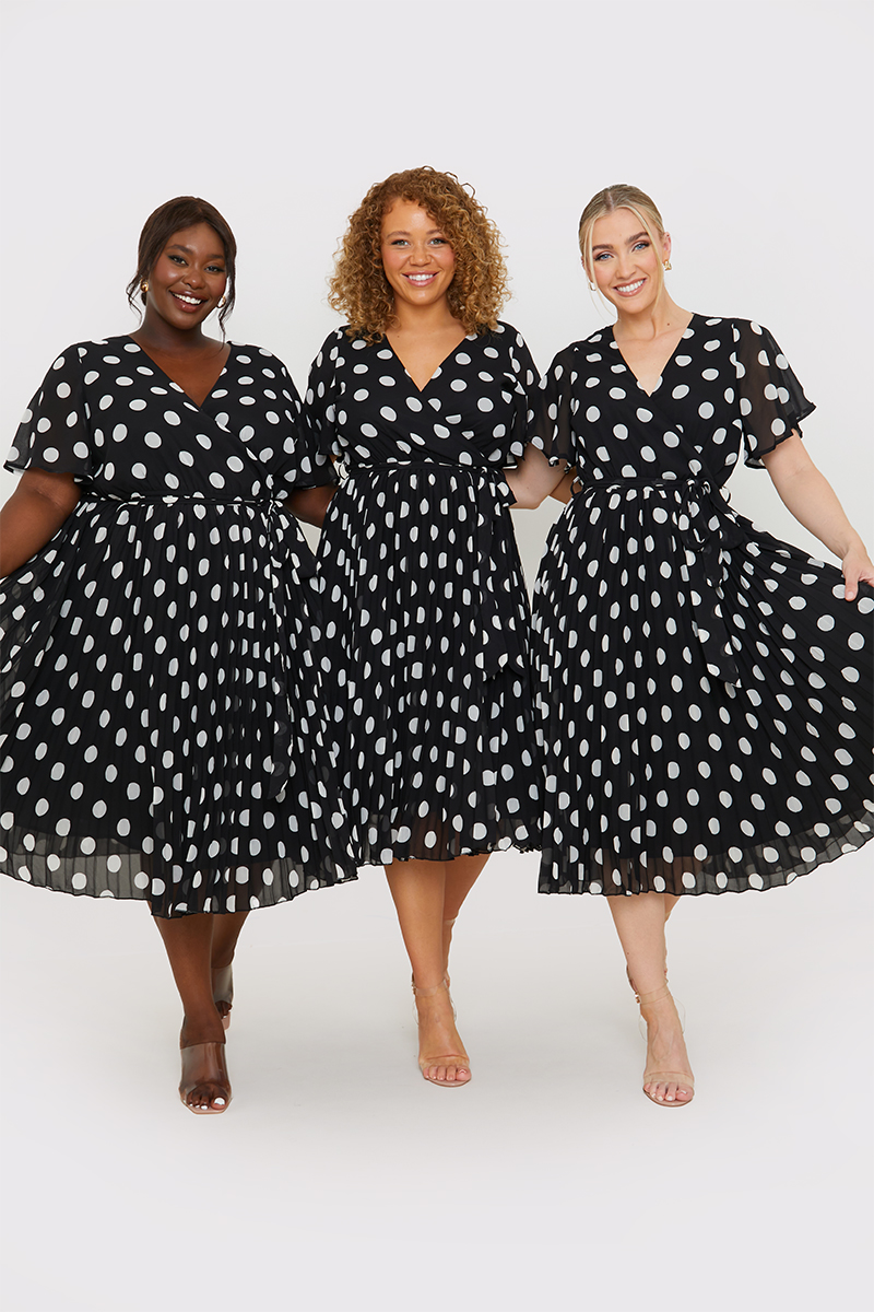 Polka dot wrap midi 2024 dress