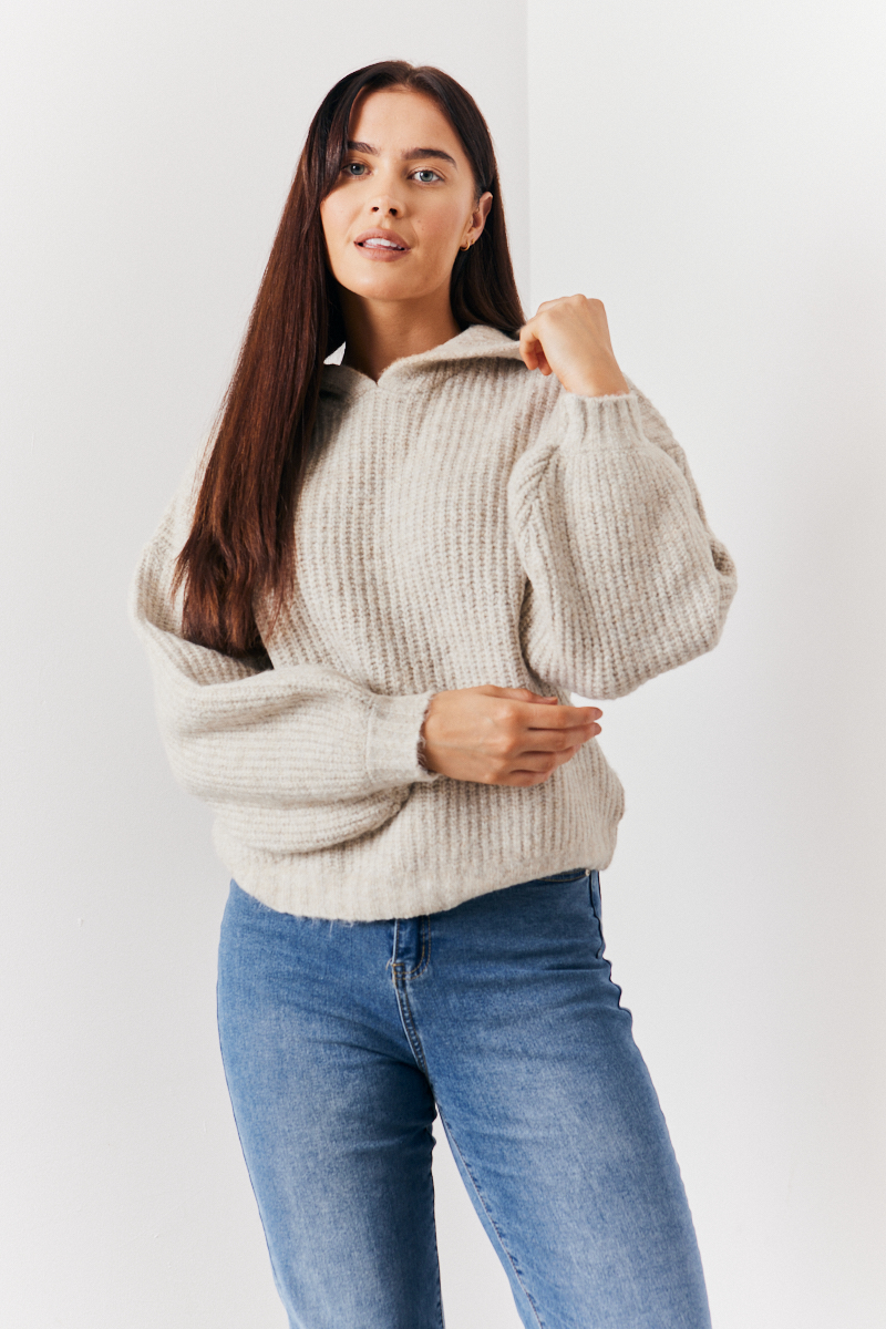 Recycled Chunky Knit Hoodie