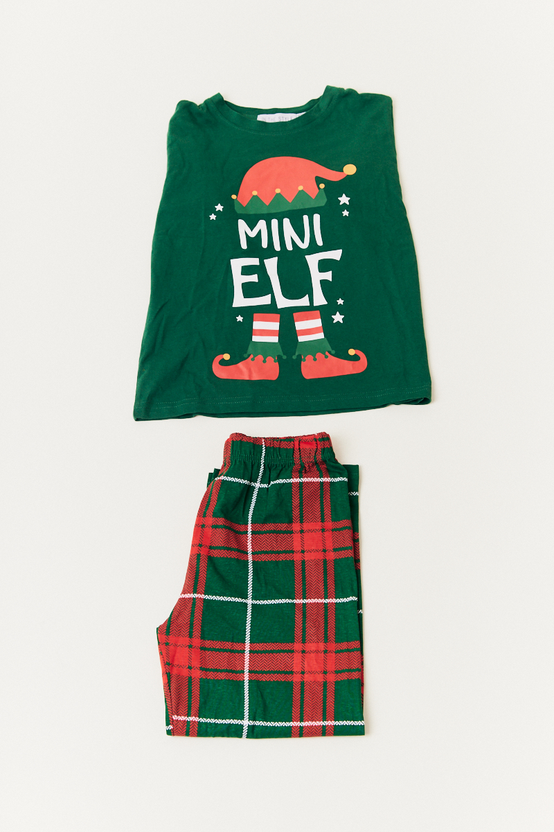 Kids Elf Print Matching Family Pyjama Set