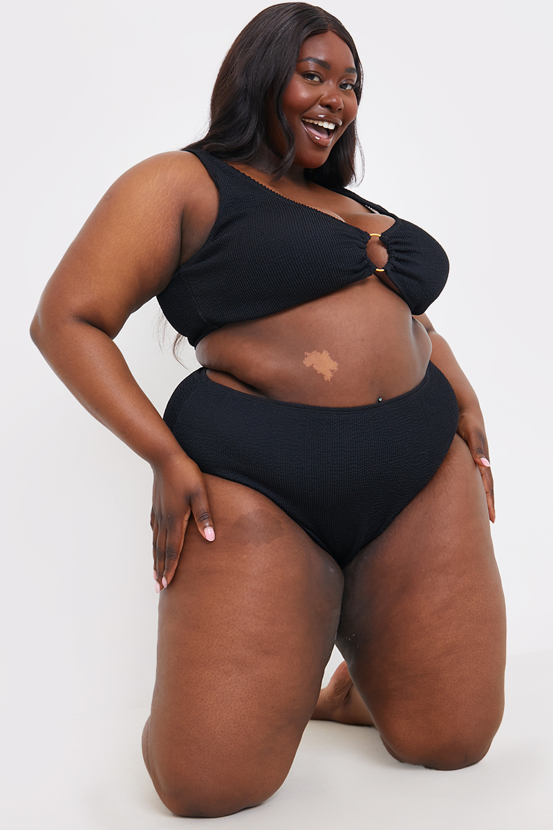 Control Textured High Waist Bikini Bottoms In The Style UK