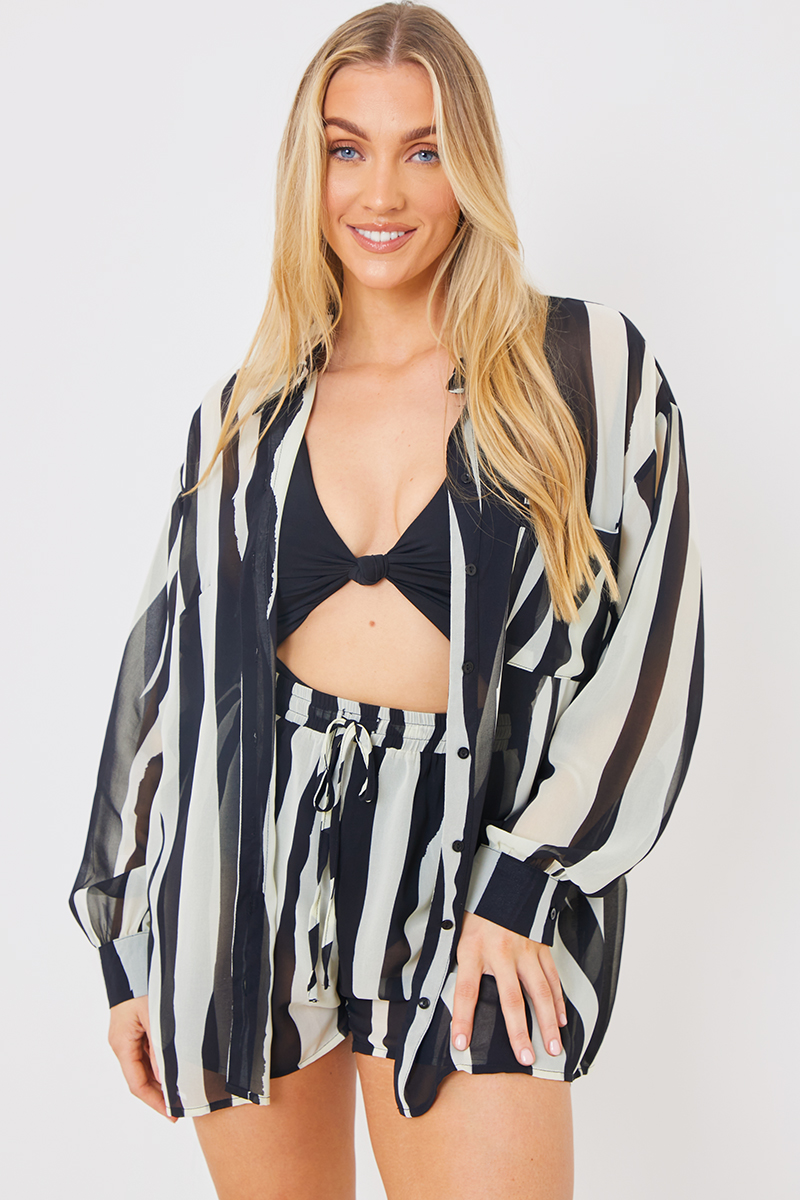 Abstract Chiffon Co-Ord Beach Shirt