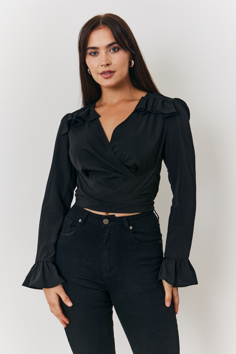 Cropped Wrap Blouse