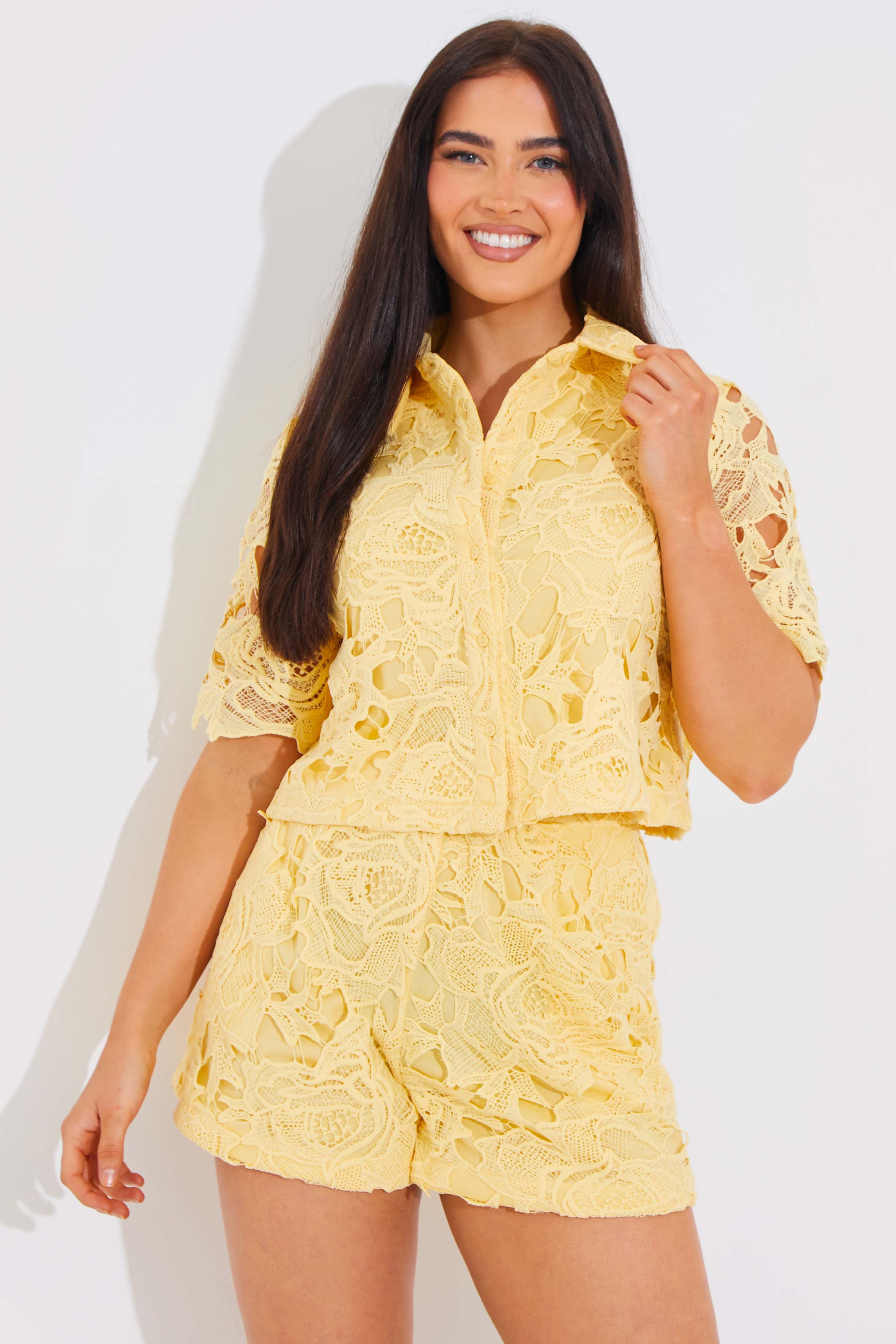 Premium Lace Cropped Shirt
