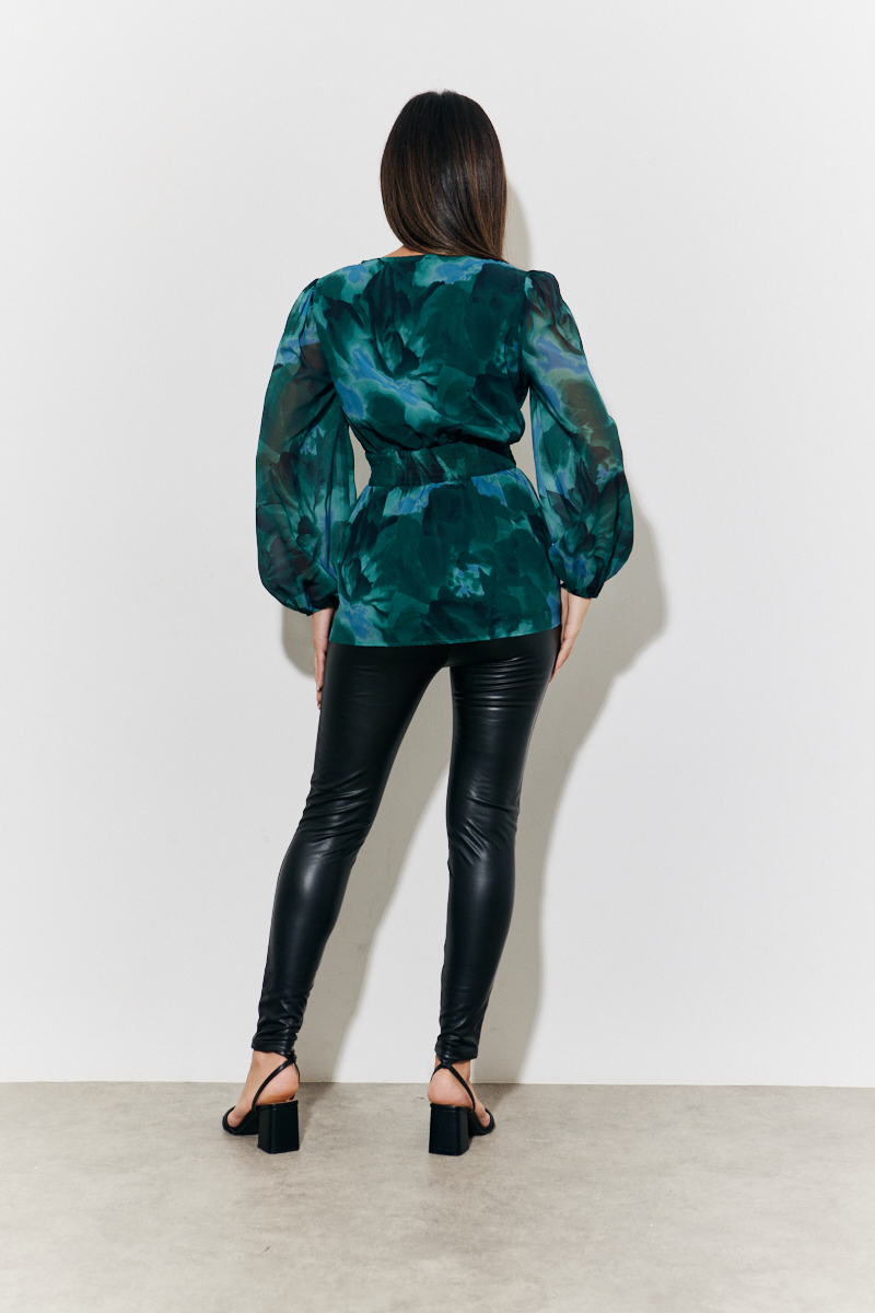 Ruched Printed Blouse In The Style USA