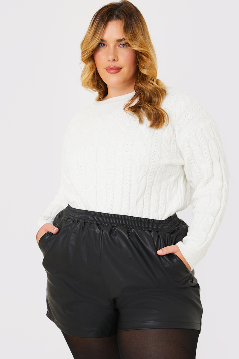 Plus size high waisted best sale leather shorts