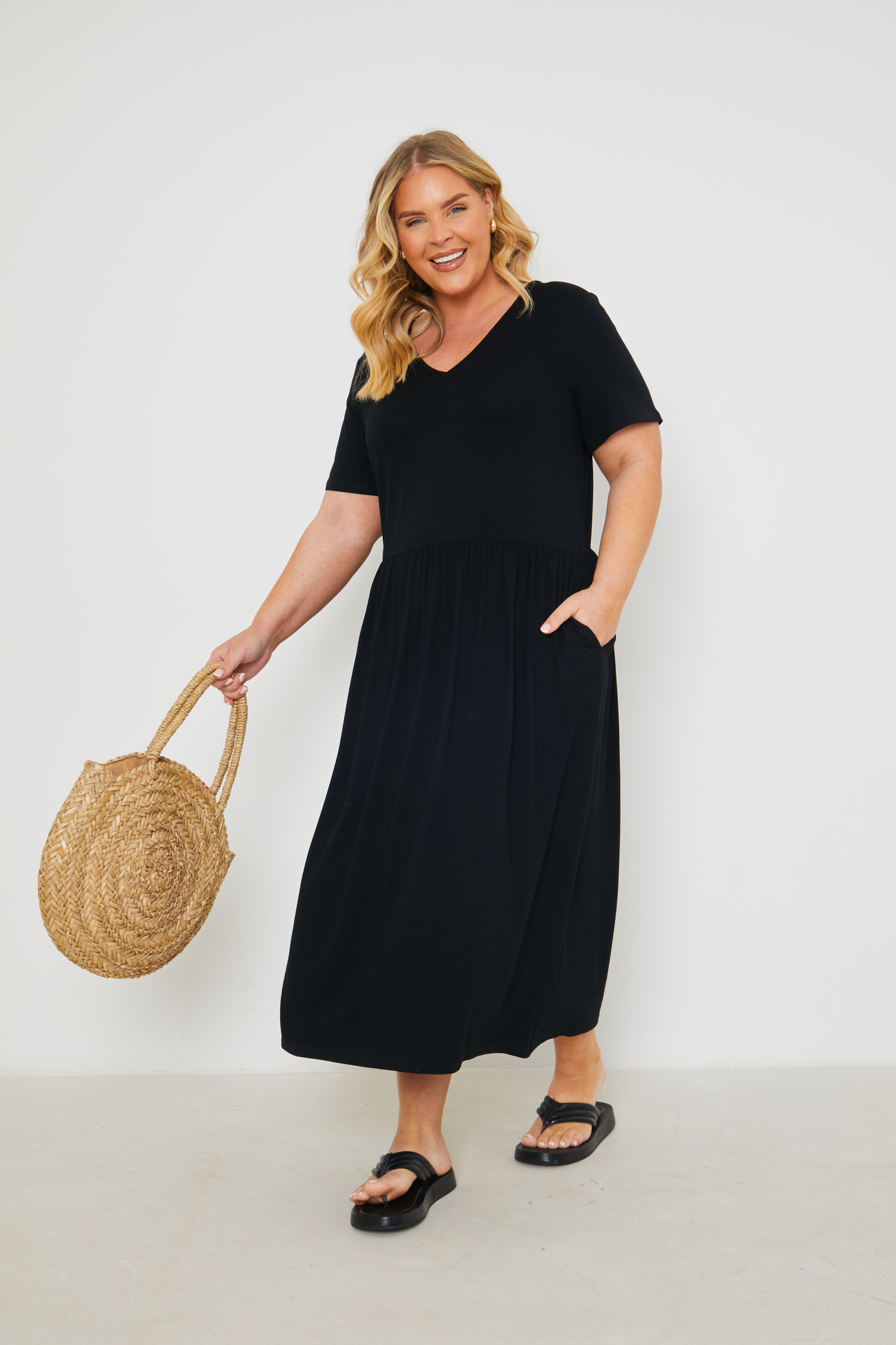 Jersey Midi Dress with Split