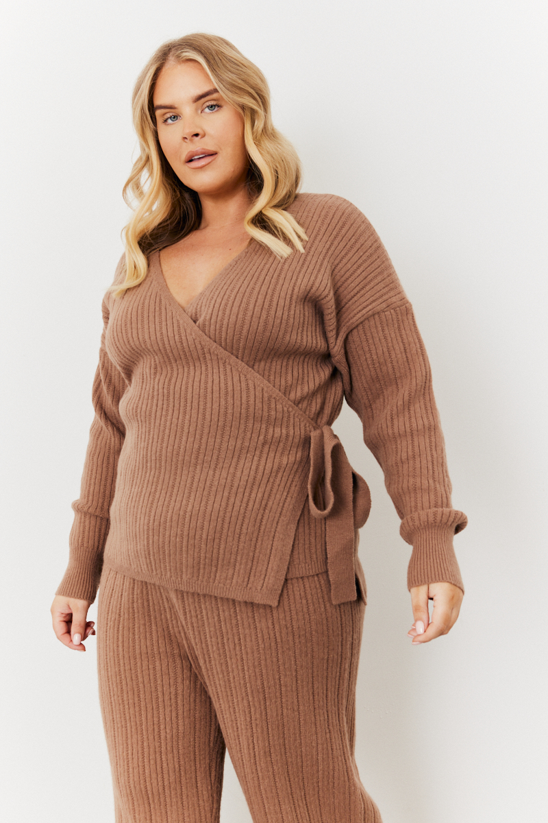 Functional Wrap Detail Knit Co-Ord Jumper