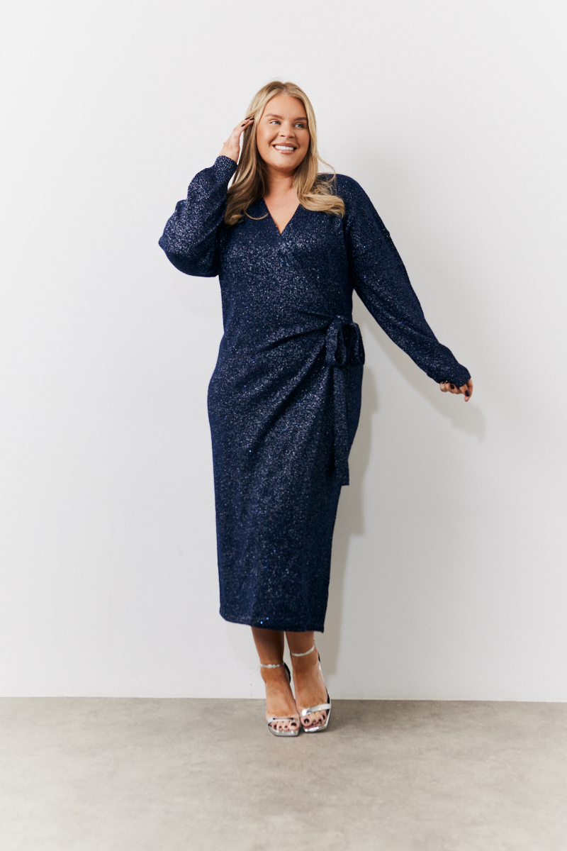 Sequin Knit Wrap Midaxi Dress