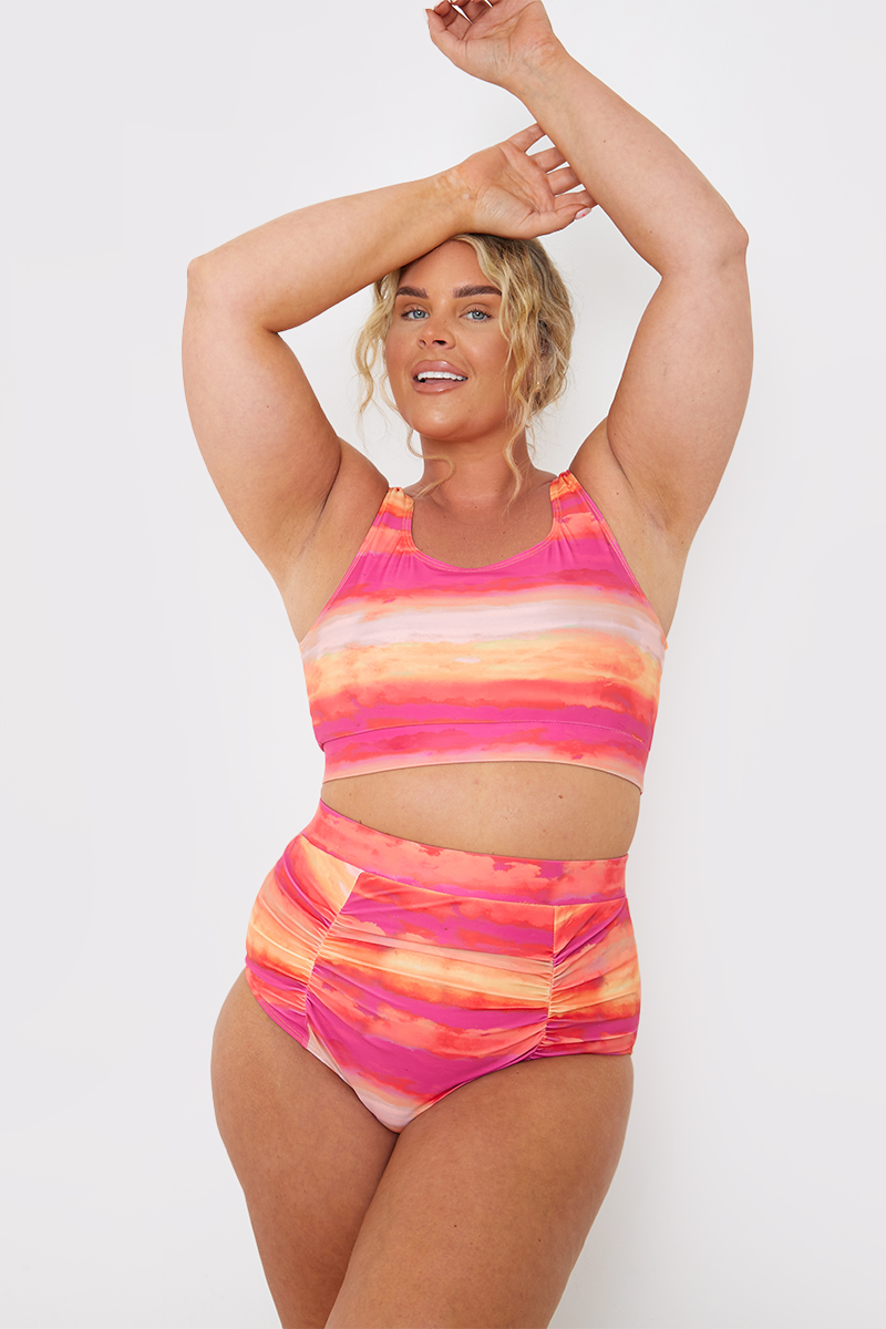 Ombre Print Scoop Neck Bikini Top