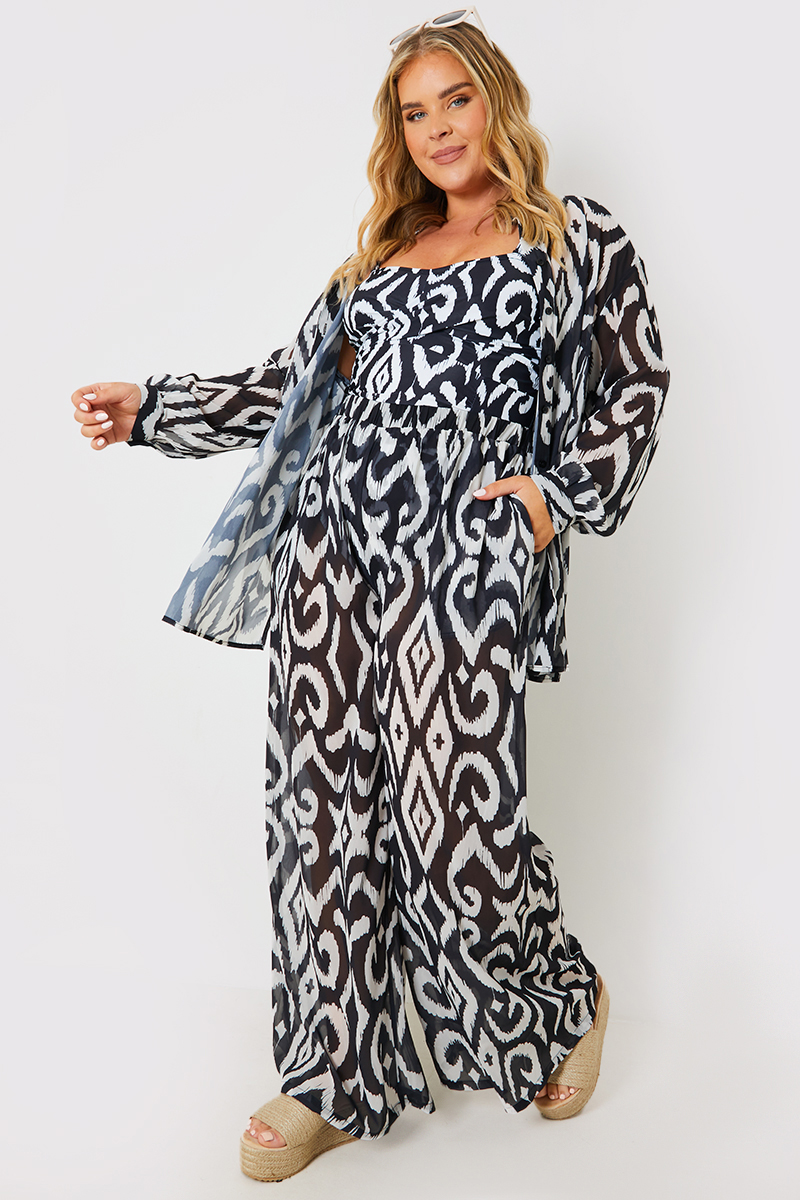 Printted Chiffon Co-Ord Wide Leg Trousers