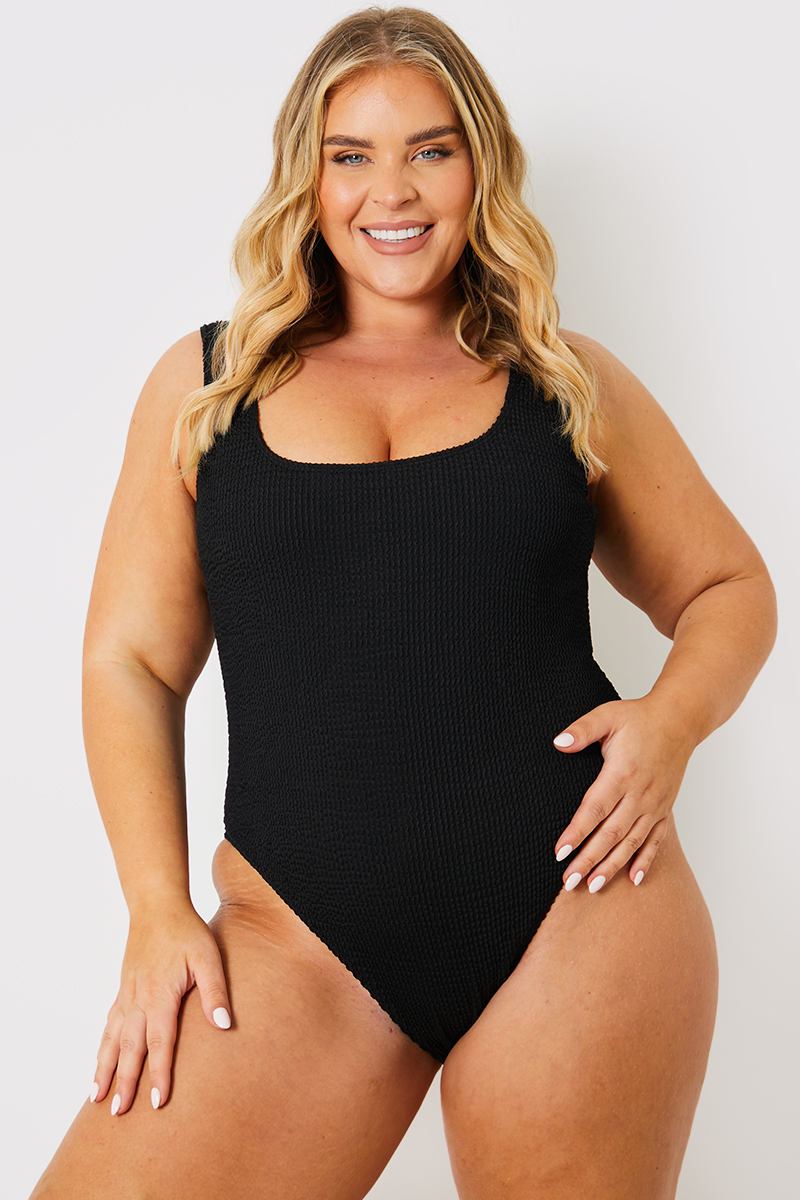 Crinkle Scoop Neck Swimsuit