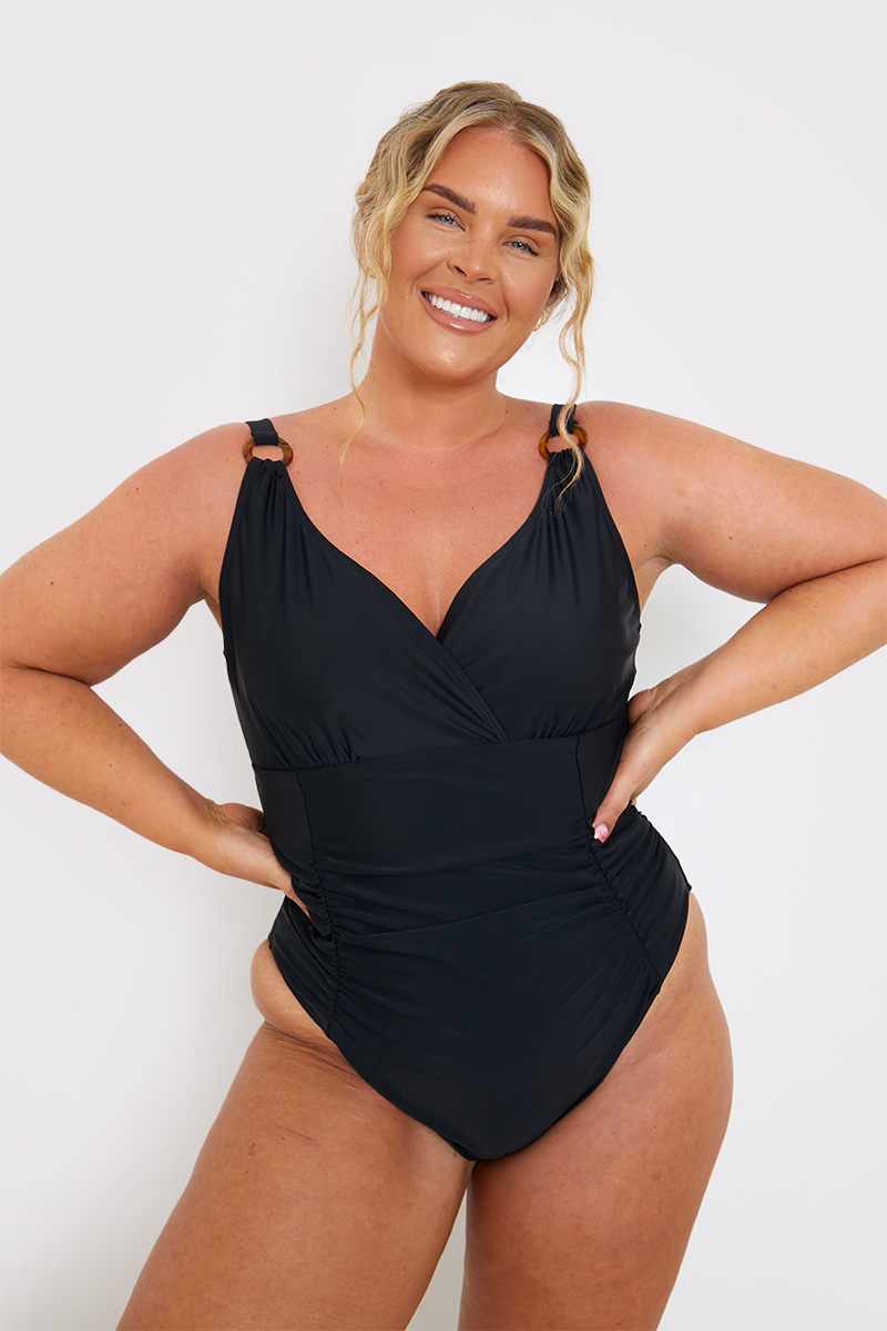 Control Ring Detail Ruched Swimsuit