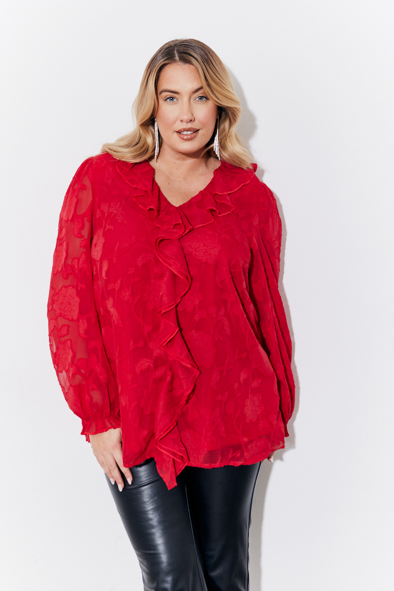 Plus size ruffle blouse online