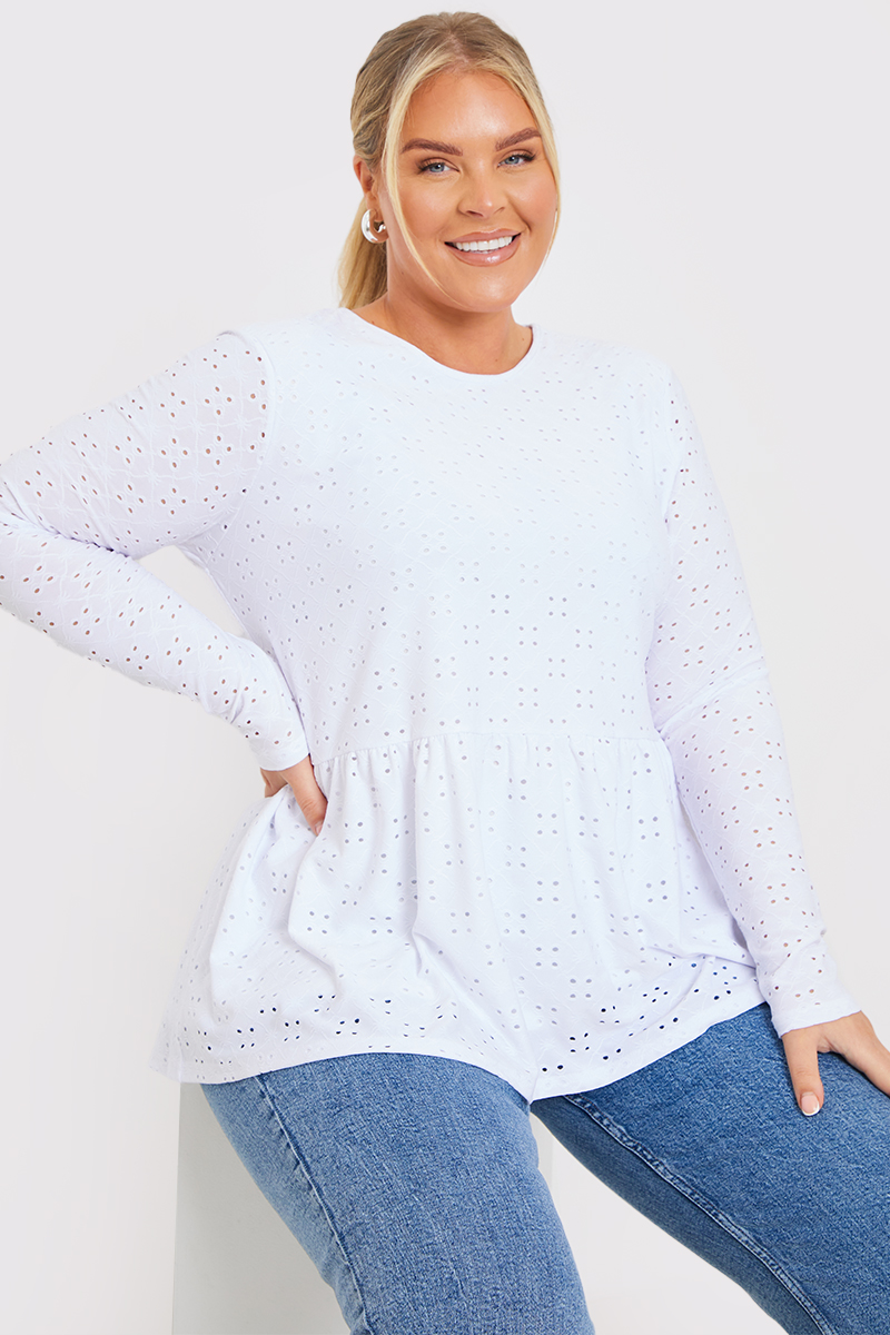 Crew Neck Long Sleeve Smock Top 