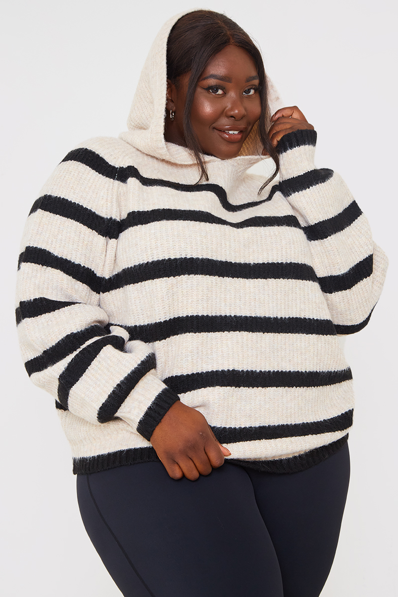 Recycled Stripe Knitted Hoodie