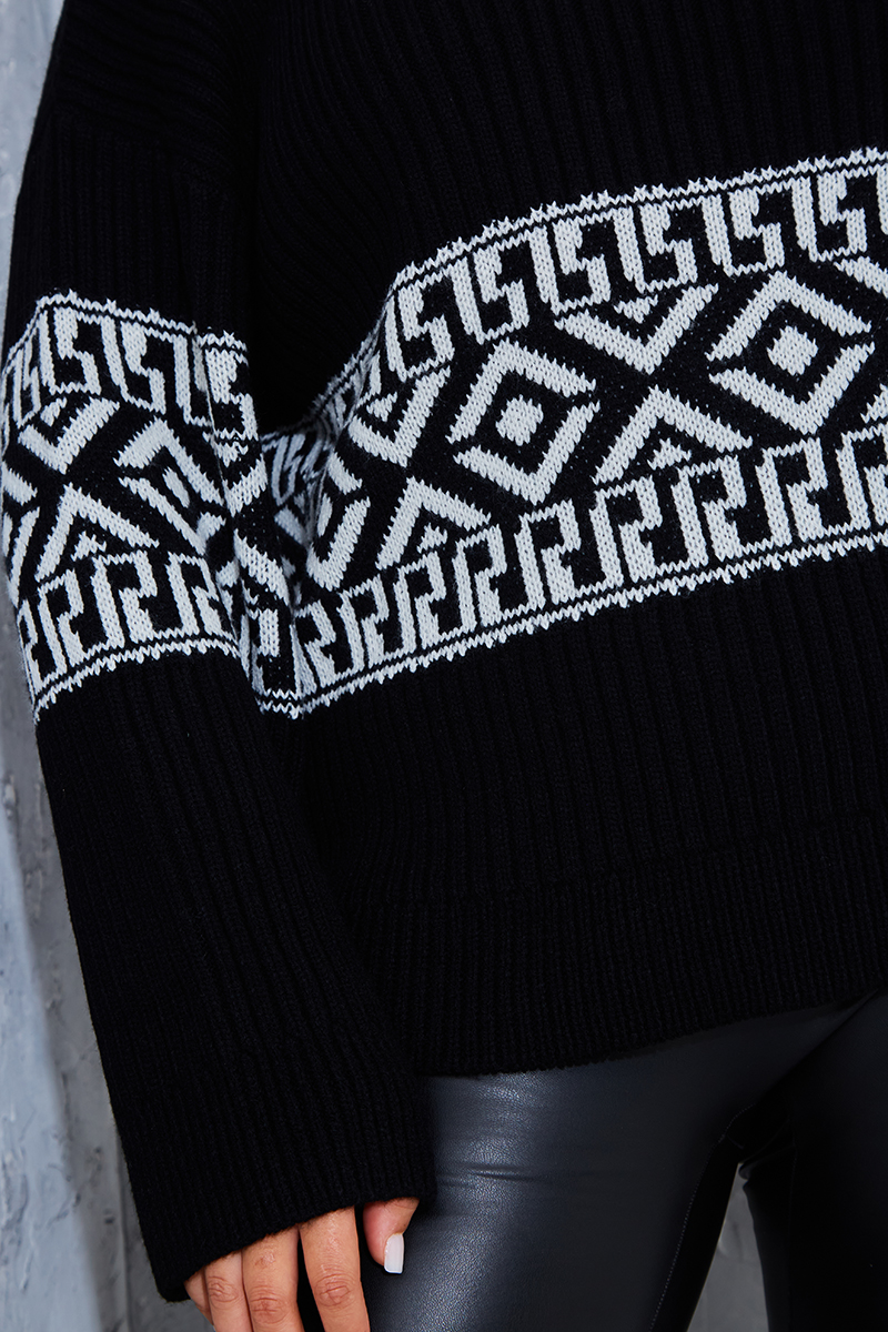 Black and white aztec sweater best sale