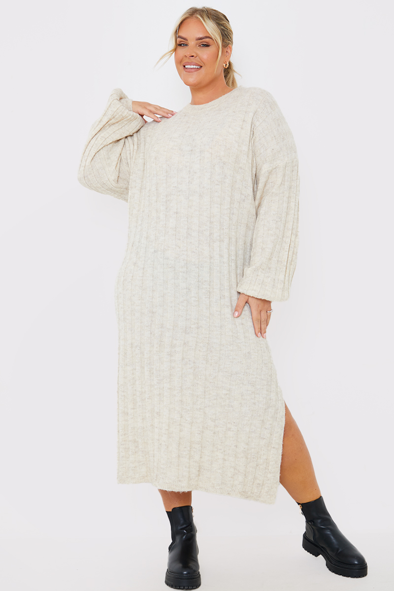 Oversized Rib Knit Midaxi Jumper Dress In The Style UK