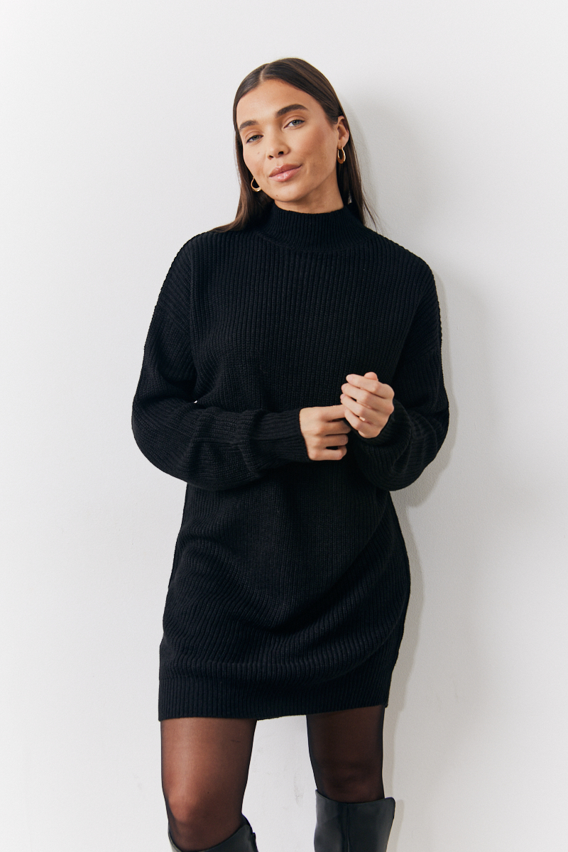 Black knitted jumper dress online