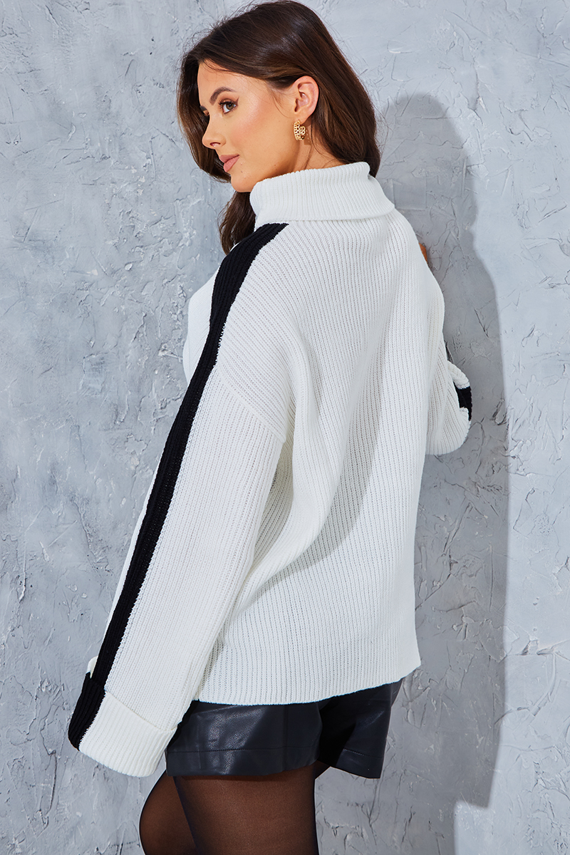 Contrast shop sleeve jumper