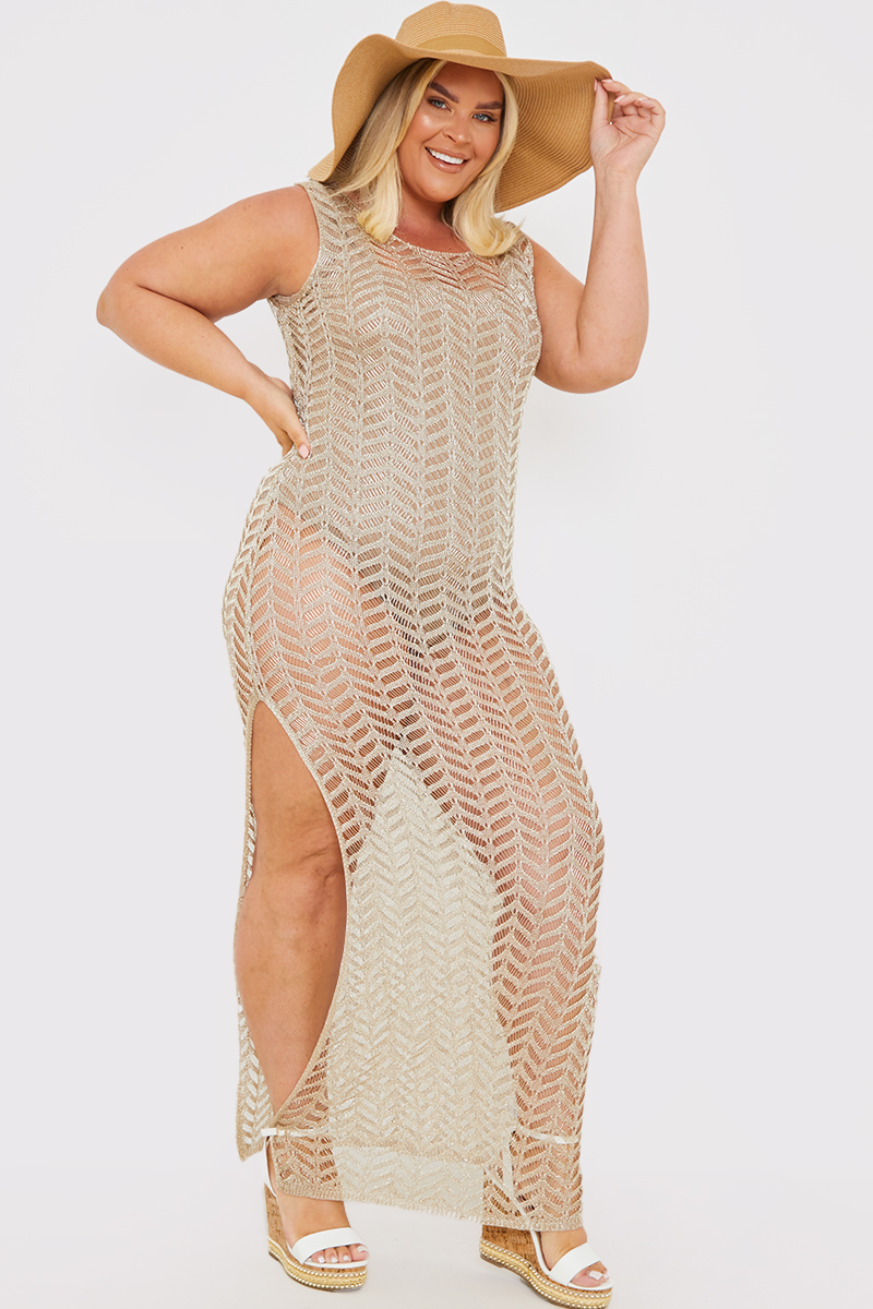 Metallic crochet clearance dress