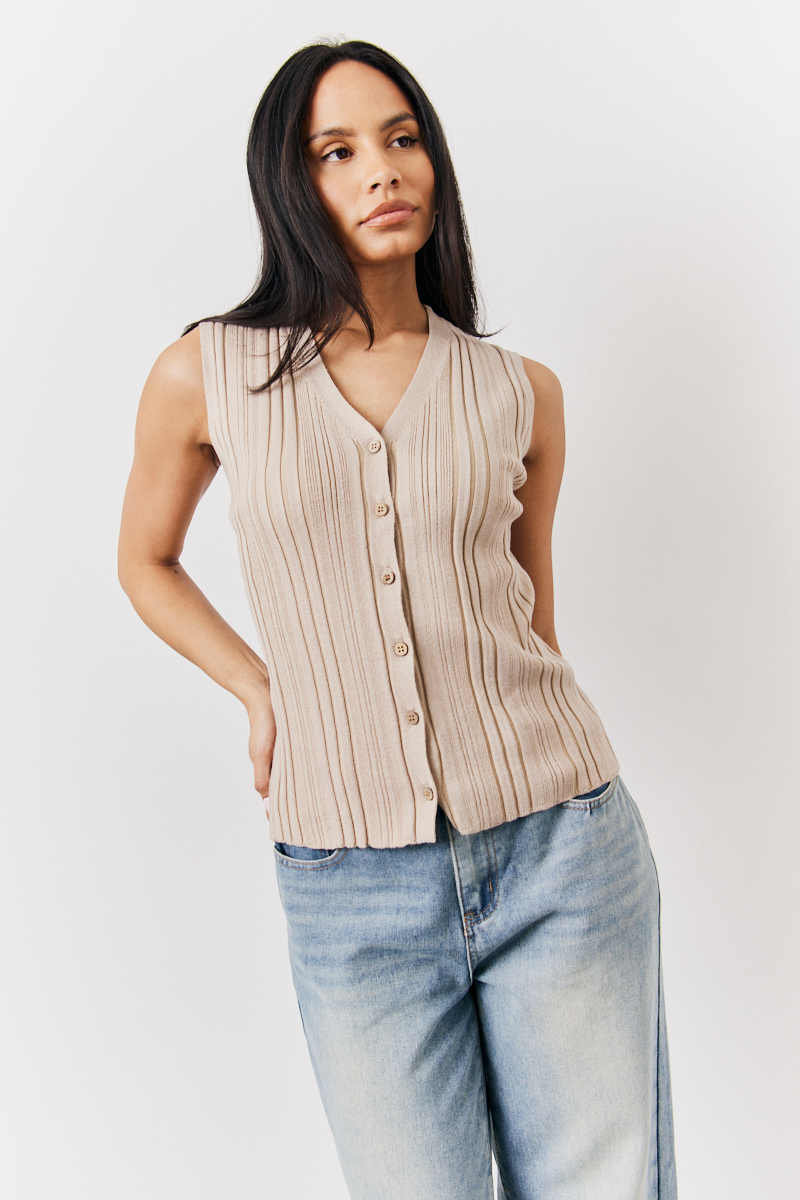 Oatmeal Knitted Waistcoat