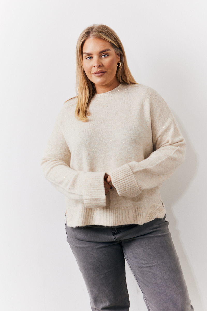 Sequin Marl Roll Cuff Jumper