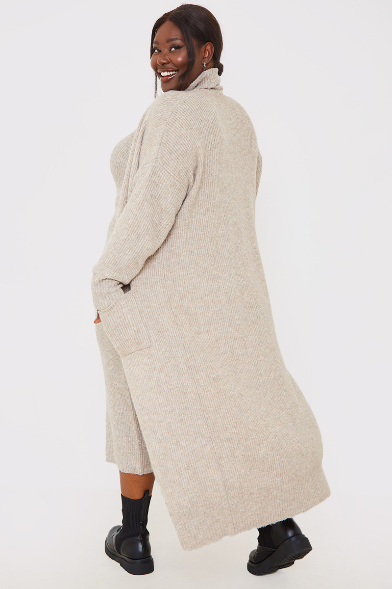 Mocha Recycled Knitted Co Ord Maxi Cardigan