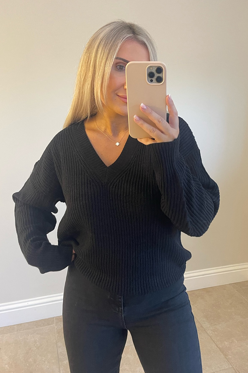 Wide Rib High Neck Longline Knitted Jumper