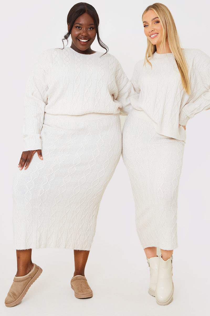 Knitted co ord midi skirt shops