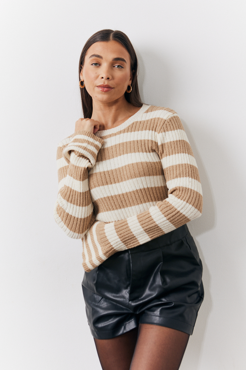 Interest Yarn Stripe Knit Top