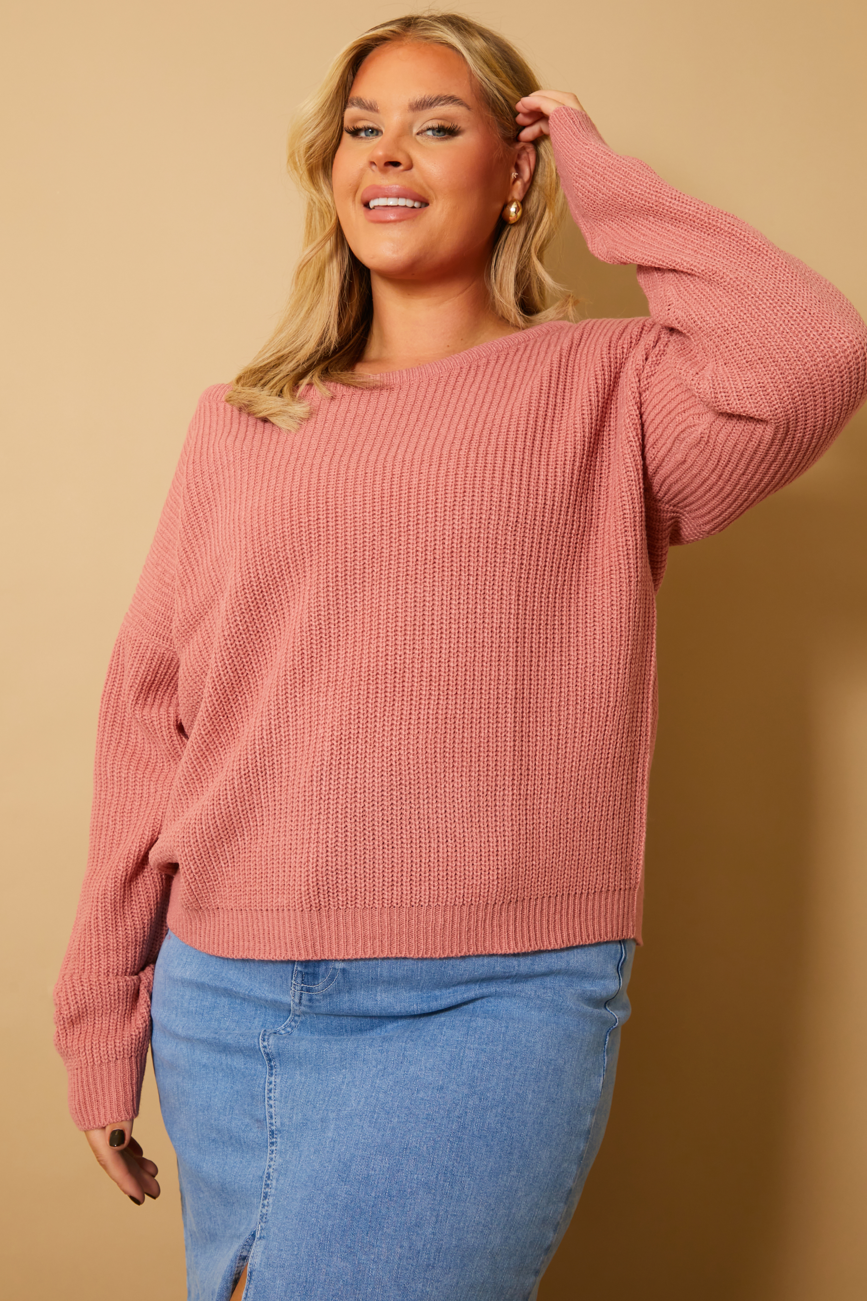 Dusty Off The Shoulder Knitted Jumper