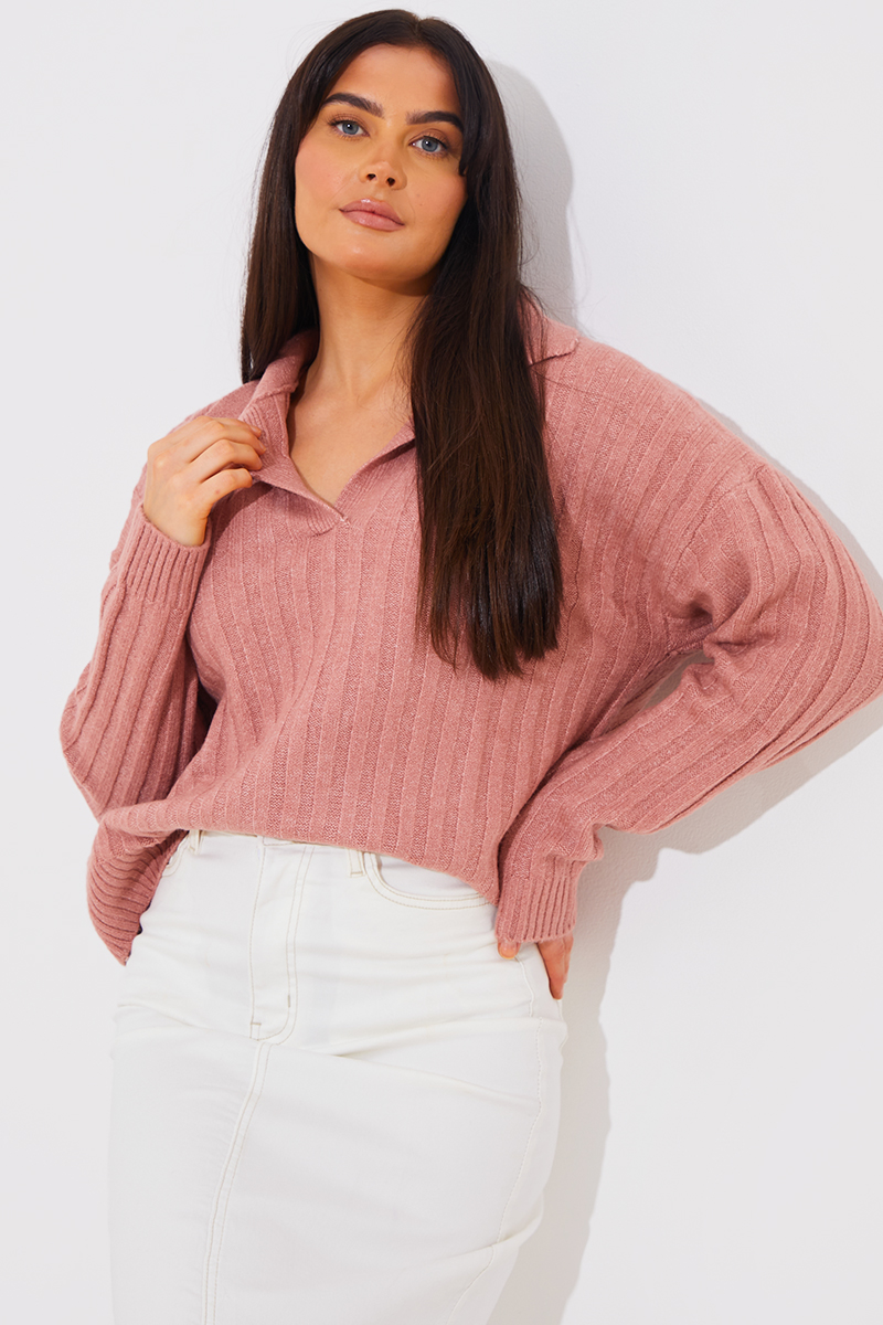 Collared Rib Knit Top