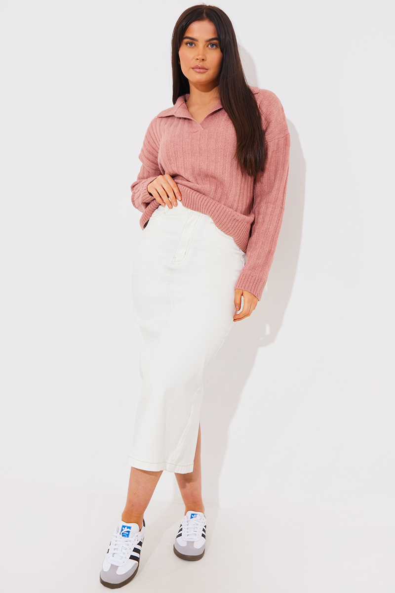 Collared Rib Knit Top