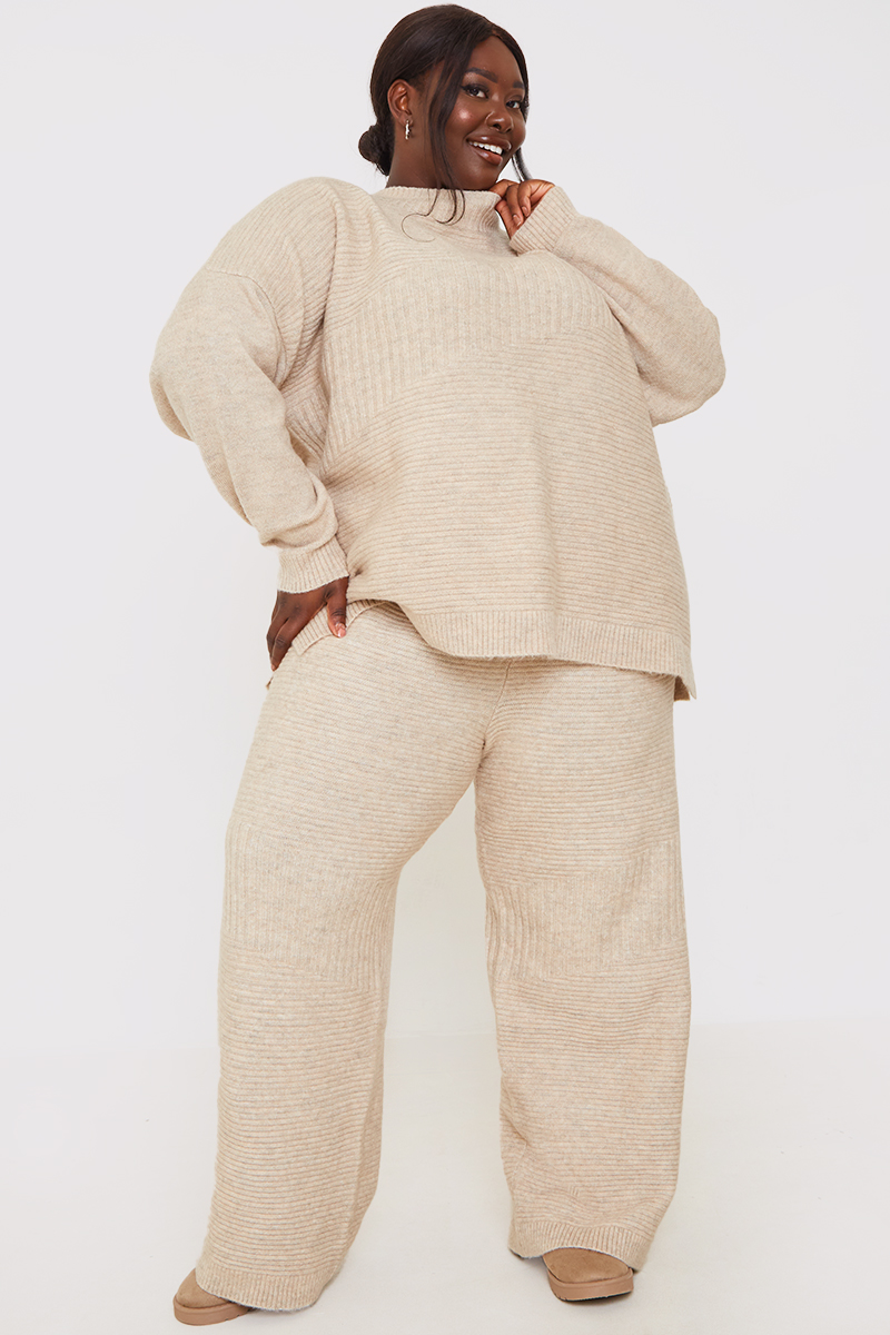 Recycled Contrast Rib Co Ord Knitted Jumper