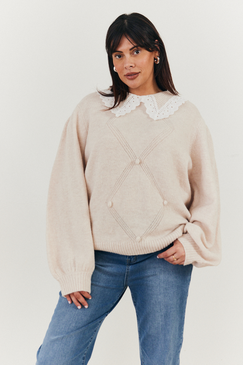 Recycled Peter Pan Collar Knit Jumper