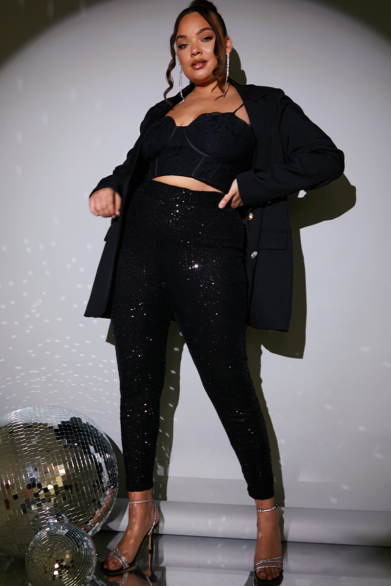 Black sequin leggings plus clearance size