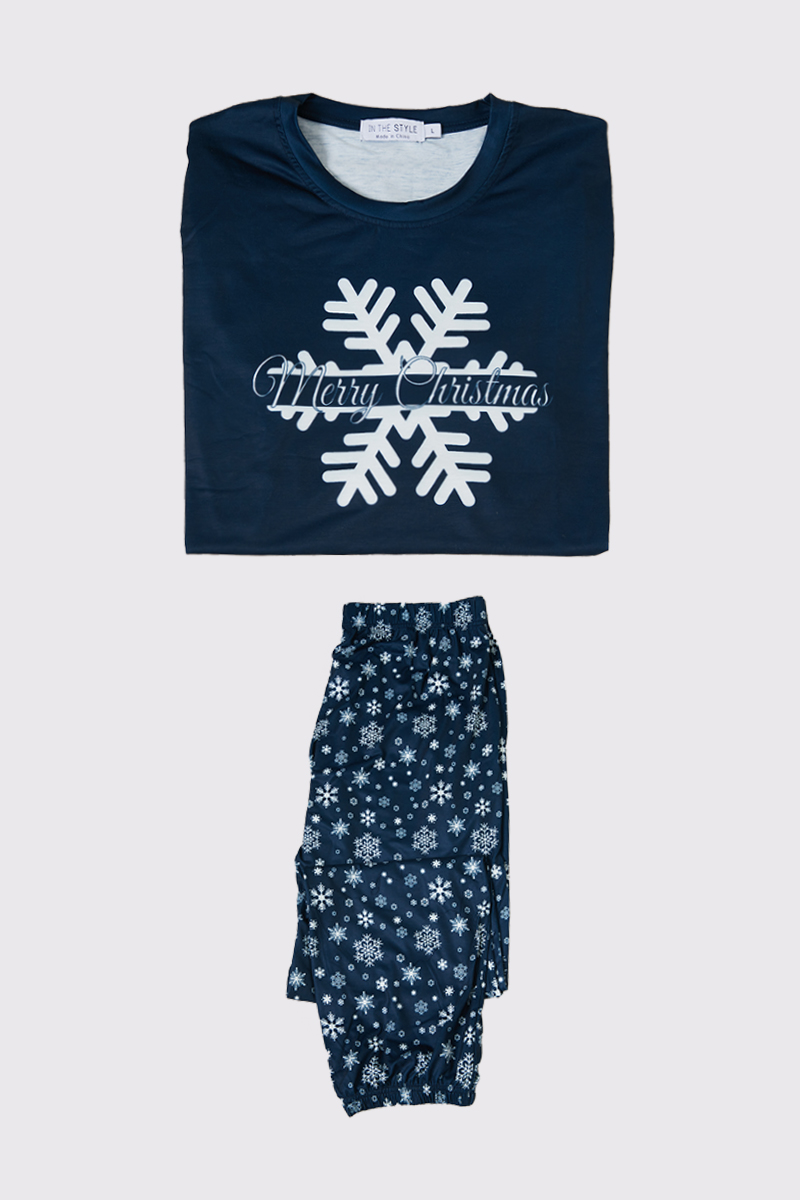 Mens 'Merry Christmas' Snowflake Matching Family PJ Set