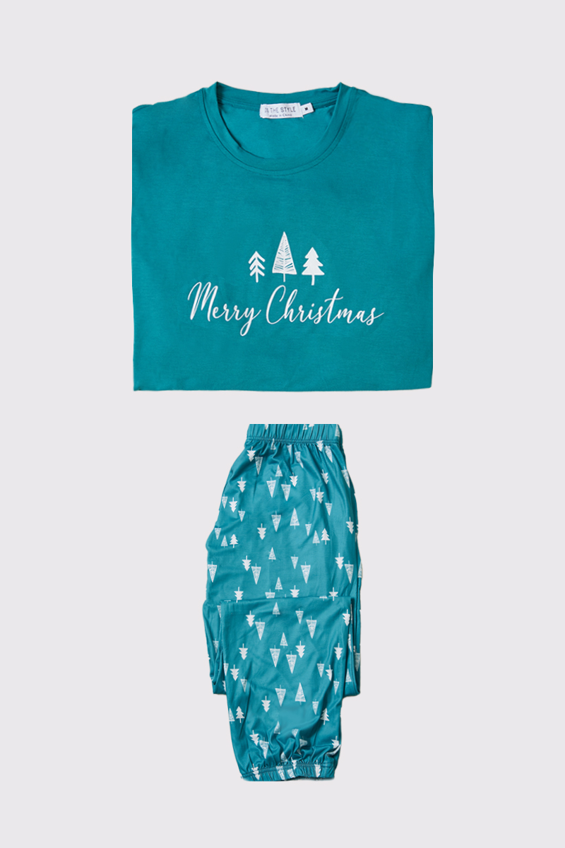 Plus Size Christmas Outfits Set, Women's Plus Christmas Tree & Slogan Print  Long Sleeve Crew Neck Sweatshirt & Jogger Sweatpants Outfits Two Piece Set