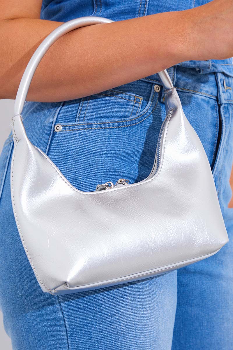 Metallic Round Handle Grab Bag