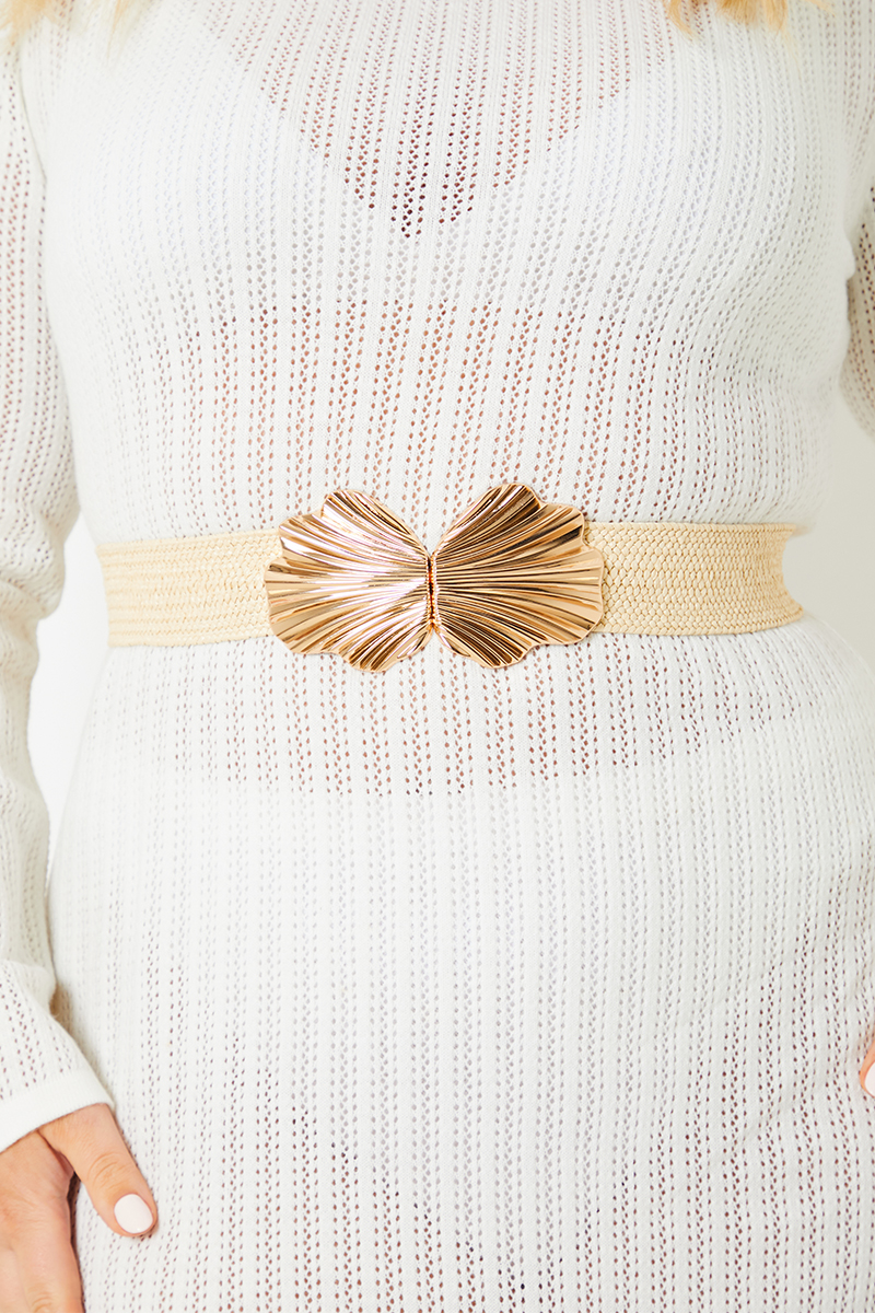 Oversized Gold Trim Woven Belt