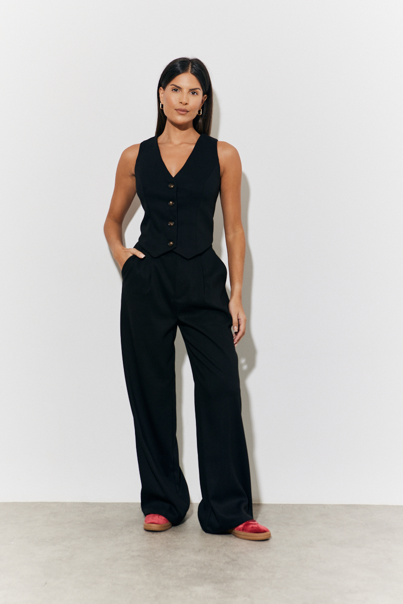 Brushed Tailored High Waist Trousers