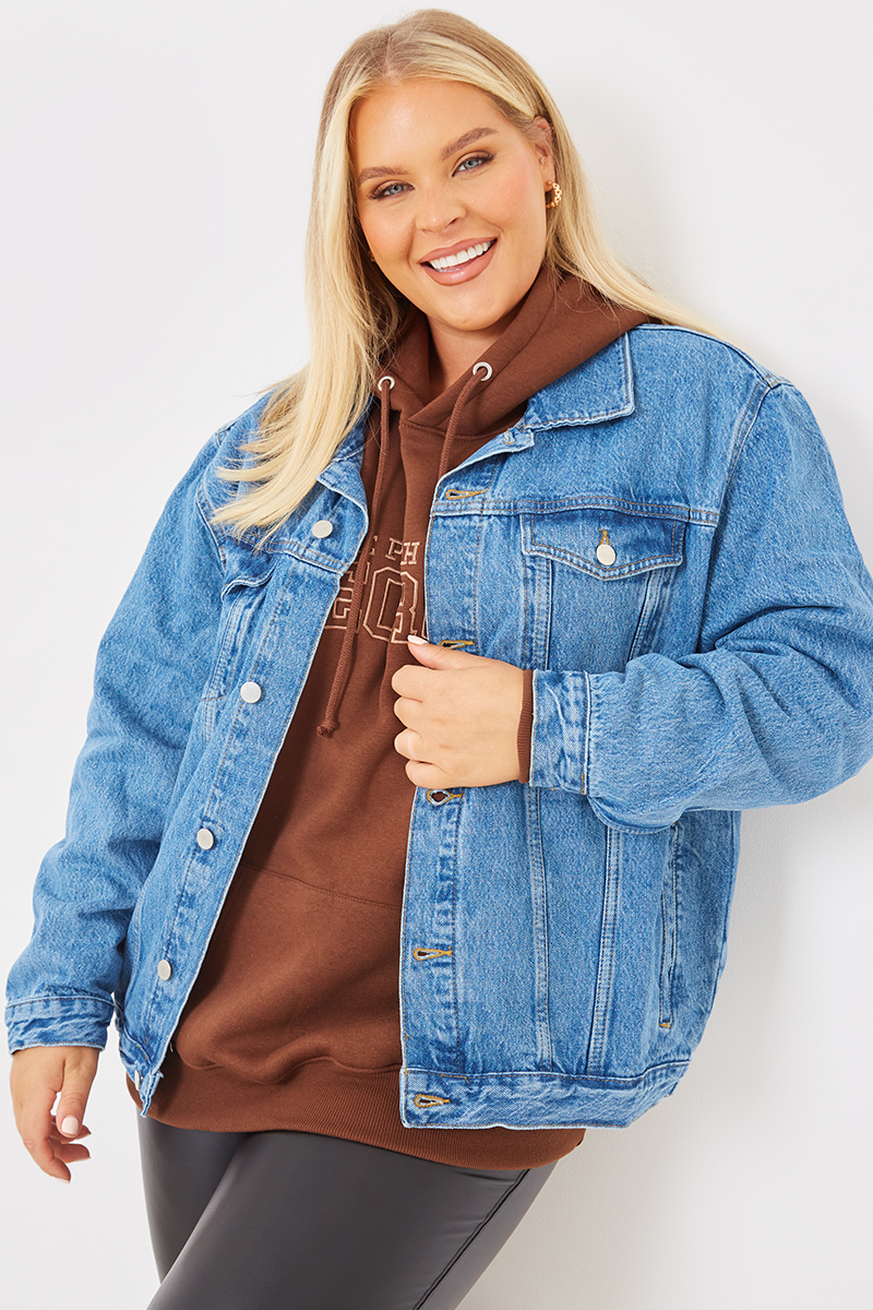 Oversized blue jean jacket best sale plus size