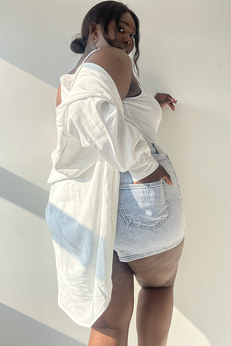 Light Wash Denim High Waist Shorts