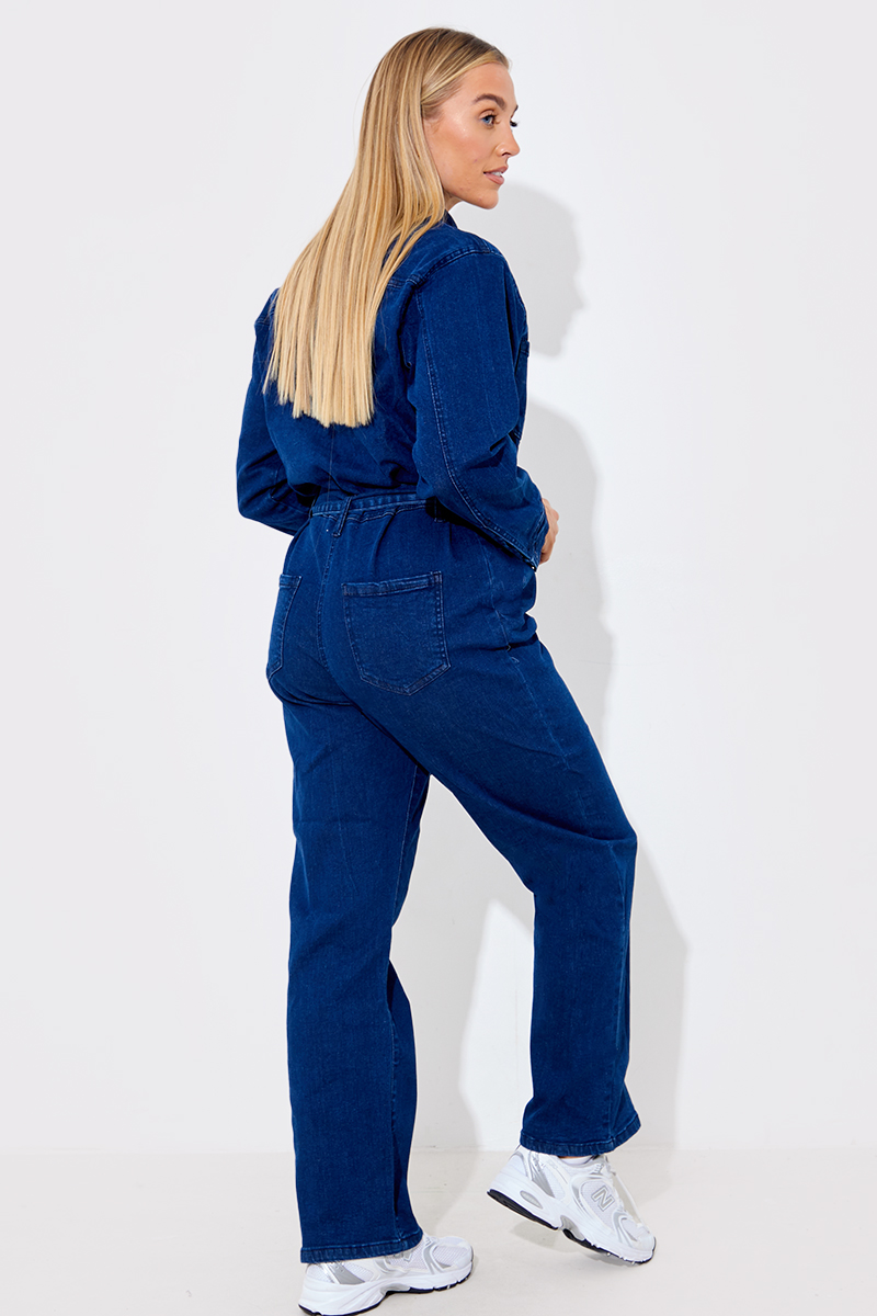 Denim zip cheap boiler suit