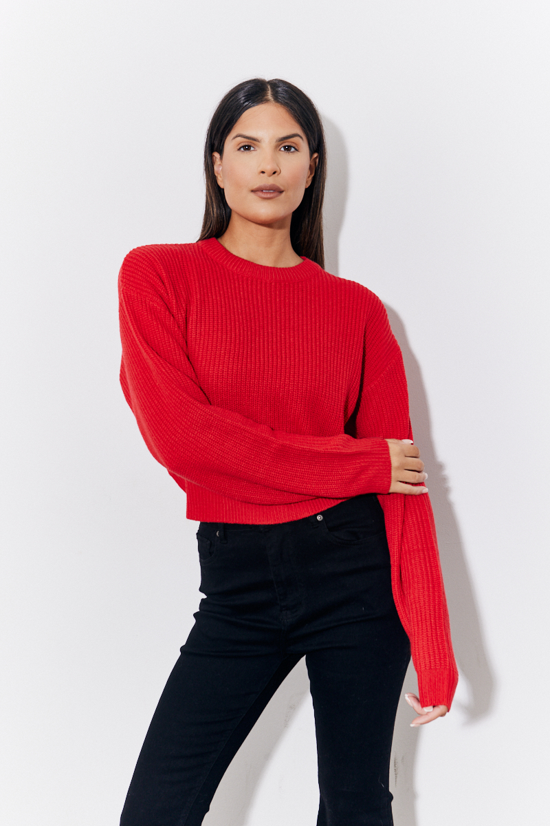 Cropped Crew Neck Jumper