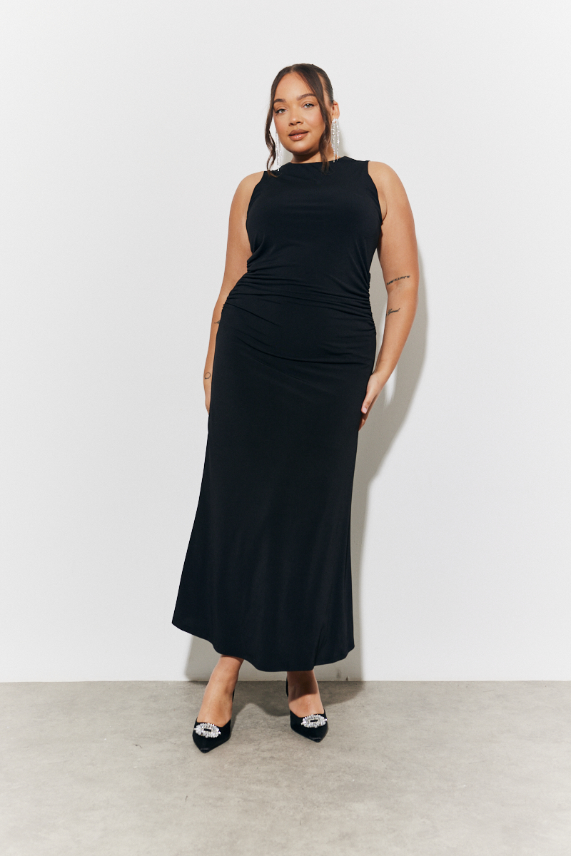Magic sculpting high neck ruched maxi dress
