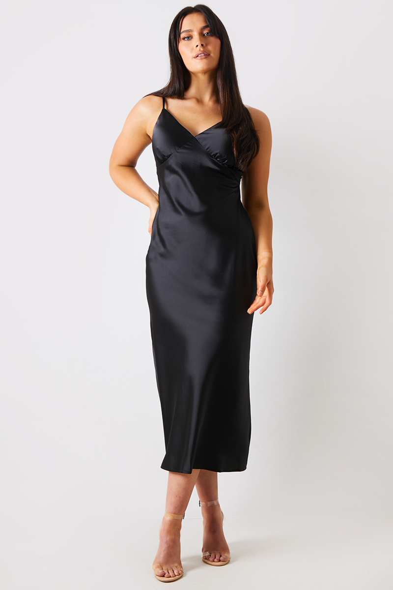 Satin Plunge Midaxi Dress