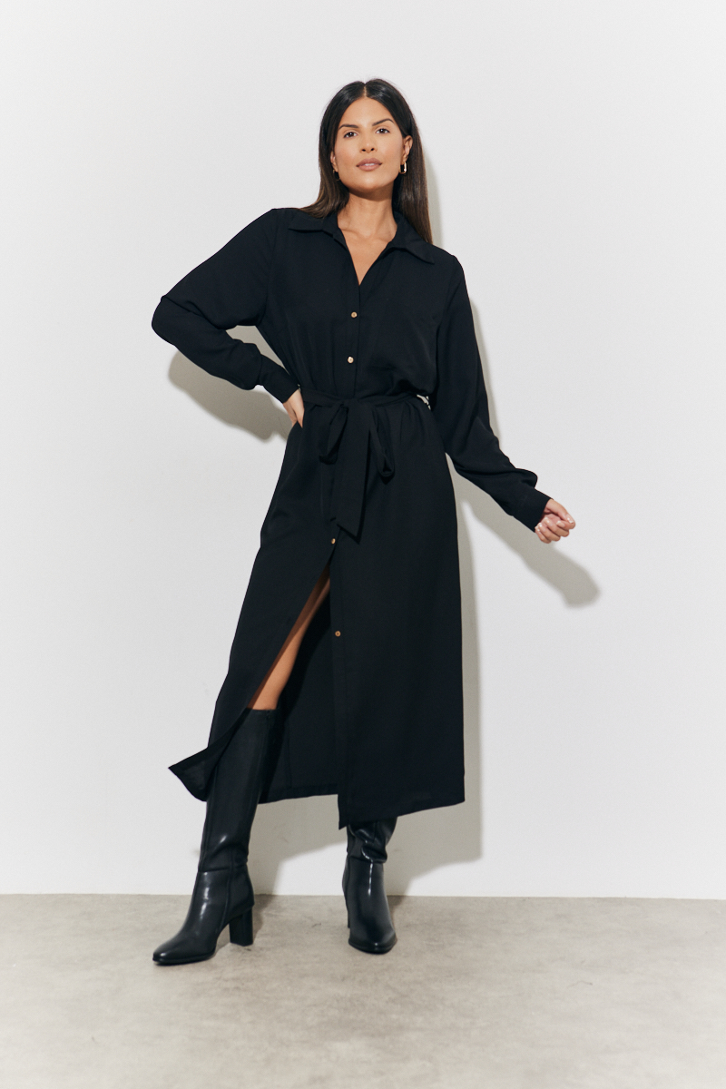 Belted Midi Shirt Dress	
