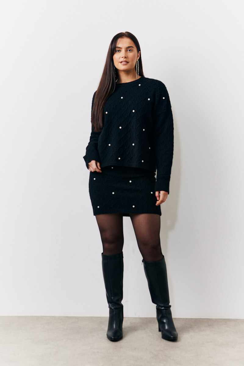 Beaded Pearl Knitted Co-Ord Jumper